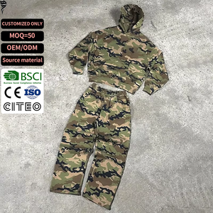 Custom Streetwear Baggy Camo Track Suit Set Men Heavy Cotton Unisex Sweatsuits - Product Image 1