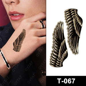 Alta calidad no tóxico tamaño pequeño <span class=keywords><strong>tinta</strong></span> impresión Tribal hombres mujeres negro temporal alas de Ángel tatuaje pegatina - Product Image 2