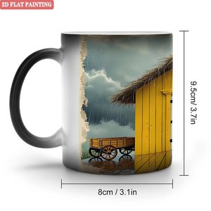 Mug en céramique noire givrée 11oz, tasse à sublimation changeant de couleur à la chaleur pour design personnalisé - Product Image 1