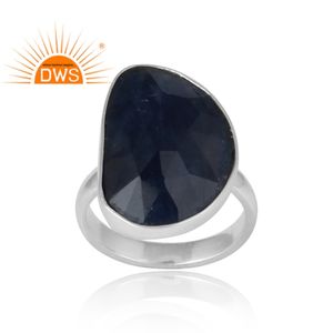 Anillo de Zafiro Azul con Diseño 2020, Anillo de Plata de Ley Sólida India, Joyería de Diseño, Fabricante de Joyas - Product Image 2