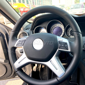 ฝาครอบตกแต่งกรอบพวงมาลัยรถยนต์สำหรับ Mercedes-Benz C-Class E-Class GLK CLS M-Class W204 W212 2011 2012 2013 2014 สีเงิน - Product Image 5