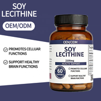 Capsules de lécithine de soja 2100 mg - Favorise les fonctions cellulaires et cérébrales - 60 capsules 475 mg par portion - Usage adulte