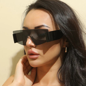 Cổ điển quá khổ vuông không có vành Orange <span class=keywords><strong>Sunglasses</strong></span> men phụ nữ 2024 thương hiệu thời trang lớn khung một mảnh chân rộng Sun Glasses UV400 - Product Image 3