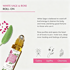 Mélange Roll-On de <span class=keywords><strong>Sauge</strong></span> Blanche et Huile de Rose pour Huile d'Aromathérapie 10ml – Purification, Protection Contre les Energies Négatives, Fumigation Sans Fumée - Product Image 2