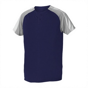 เสื้อเบสบอลสีกรมท่า-เทา ยูนิเซ็กซ์ ผ้าโพลีเอสเตอร์ 100% ระบายอากาศได้ดี แขนสั้น สำหรับผู้ใหญ่ แบบพิมพ์ลายซับลิเมชั่น - Product Image 1