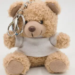 High quality 10cm plush teddy bear keychain toy custom logo on the t-shirt