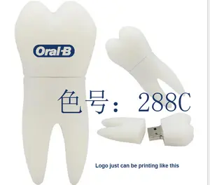 프로모션 선물 맞춤형 PVC 치아 pendrive USB 플래시 메모리 스틱 치과 병원 의사 치아 붙여 넣기 회사 광고