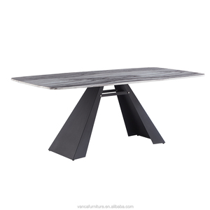 Alla moda Nero di Carbonio telaio In Acciaio <span class=keywords><strong>tavolo</strong></span> Da Pranzo di Casa con <span class=keywords><strong>Marmo</strong></span> <span class=keywords><strong>Marrone</strong></span> superiore Liscia per Appartamento - Product Image 4