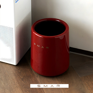 SmAR Cylindrical Trash Can Red Indoor Decorative Storage <b>Bin</b> For Home Office <b>Bathroom</b> Kitchen Living Room Bedroom - Product Image 1