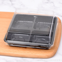 Boîte d'emballage alimentaire carrée en plastique transparent jetable, vente chaude, pour 4 pièces de pâtisserie, gâteau et hamburger