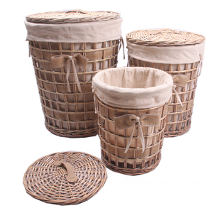 Tay Dệt Tròn Lớn Thân Thiện Với Môi Mây Liễu Sản Phẩm Rỗng Wicker Giặt Giỏ Với Nắp Đặt Của 3 - Product Image 1