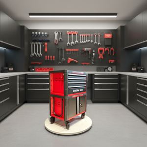 Chariot de rangement d'outils industriel portable, conception de meuble à tiroirs modulaire, poignée pliable, solution de marquage pour garage et chantier - Product Image 1