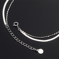 Chevillère en Argent Sterling 925, Simple et Tendance, avec Breloque Double Os de Serpent et Haricot, pour Femme, Bijou de Pied Charmant pour la Plage