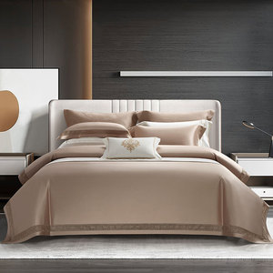 Juego de Ropa de Cama de Cuatro Piezas de Algodón 140S, Funda de Edredón de Algodón Puro, Estilo Combinado para Cama Doble de 1.8M, Uso Doméstico de Lujo Ligero, Transpirable - Product Image 3