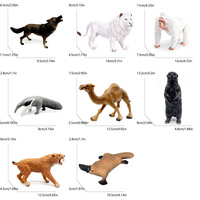 Modèles d'animaux de simulation pour assemblage transfrontalier : Ornements de Marmotte des montagnes, Orang-outan, Ovipède, Tigre à dents de sabre, Fourmille-souris, Lion mâle