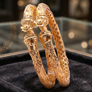 Brazalete Kada Chapado en Oro de 14K, 18K, 24K, Diseño Floral Tradicional, Joyería de Moda, Brazalete de Lujo, Venta al Por Mayor - Product Image 2