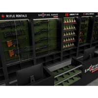 Service de stand de présentation sur mesure pour le salon du tir et de mise en valeur de l'agencement de magasin, vitrine verrouillable, décoration intérieure pour boutique d'équipement de chasse tactique
