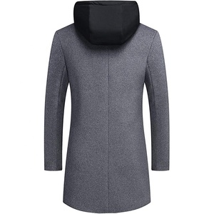 Cappotto Lungo da Uomo con Cappuccio, <span class=keywords><strong>Trench</strong></span> in Lana, Peacoat Coreano, Soprabito Staccabile, Cardigan in Peluche <span class=keywords><strong>Marrone</strong></span>, Abbigliamento Invernale in Lana - Product Image 5