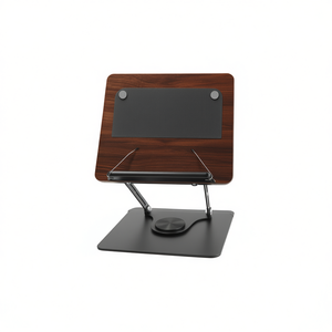 Hauteur réglable Base rotative à 360 degrés Double trombones Porte-livre en bois pliable Support de lecture pour support pour ordinateur portable - Product Image 1