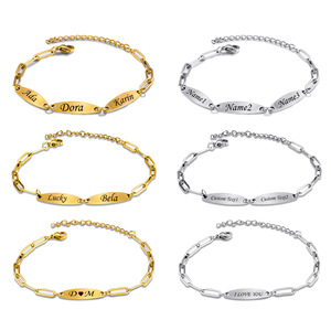 ดรอปชิปกำไลข้อมือสเตนเลสสตีลแบบมีเอกลักษณ์สลักลายคลิปหนีบกระดาษของขวัญมิตรภาพสำหรับคุณแม่ - Product Image 1