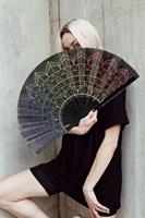 Éventail pliant en bambou de 13 pouces, personnalisé avec logo couleur, style féerique, écologique, fait main, pour festivals et événements traditionnels
