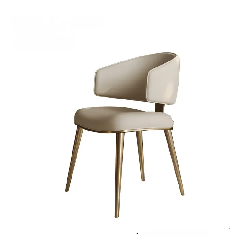 Chaise de salle à manger moderne simple italienne légère luxe maison haut de gamme accoudoir arrière en acier inoxydable meubles de restaurant d'hôtel