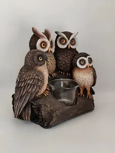 Hot Sale Artificial Various Owl Statue Funny Bird Figurines Ornaments Decorative Candlestick Craft