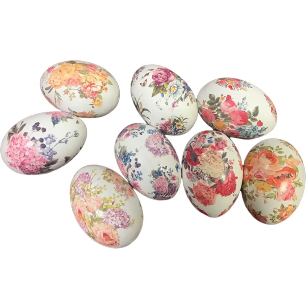 Ceramic white Easter eggs with spring flavor