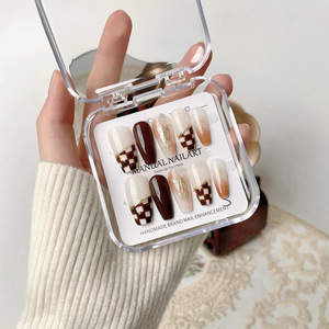 Uñas Postizas de Lujo Hechas a Mano con Diseño de Cerezas Rojas Irregulares y Diamantes Brillantes para Otoño e Invierno - Product Image 4