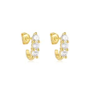 Boucles d'oreilles clous ROXI Fashion minimalistes en argent sterling 925 en forme de C incrustées de zircon pour femmes, cadeaux S925 - Product Image 1