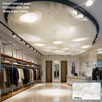 Plafond en papier texturé français 2026 FOXYGEN, plafond tendu blanc, papier texturé français, plafond suspendu pour magasin de vêtements