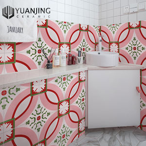 Azulejo de Terrazo Mate Nórdico de 300x300 mm, Hecho a Mano, Diseño de Patchwork Rosa, Azulejo Marroquí Esmaltado en 3D para Pisos y Paredes Interiores y Exteriores - Product Image 4