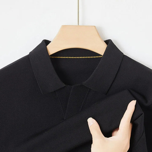 Polo de manga corta de punto 16G de gama alta para hombre, Polo transpirable holgado con cuello de gaviota para primavera y verano para hombre - Product Image 4