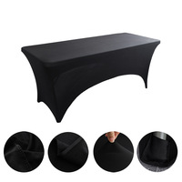 Nappe Rectangulaire Noire en Spandex Extensible Imprimée sur Mesure 6 Pieds pour Tables Publicitaires Pliantes Standard