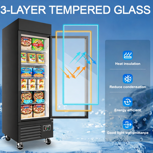 Congélateur vertical commercial à porte vitrée, réfrigérateur de présentation profond pour supermarché, restaurant, stockage d'aliments surgelés - Product Image 3