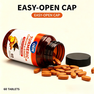 OEM ODM Turmeric Curcumin 2600mg Complex Tablets 60 Count with Ginger Black Pepper Veggie Tablet Food Supplement - Product Image 2