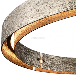 Lampu Gantung Cincin Besar Bergaya Vintage Amerika dengan Finishing Kuningan untuk Hotel, Vila, Ruang Makan, Lampu Chandelier Cincin 2 Lapis - Product Image 3