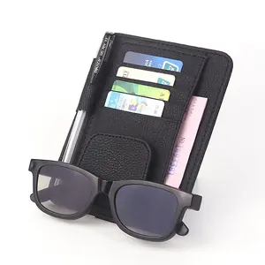 Wholesale Custom Logo Car Sunglasses Holder Pu Leather Car Business Card Holder For Car