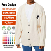 Cardigan en laine premium pour homme avec broderie de logo personnalisé, veste en tricot grande taille pour l'automne et l'hiver, streetwear