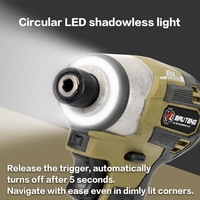 Visseuse à chocs professionnelle sans fil 20V 6,35 mm avec mandrin à dégagement rapide, moteur sans balais et éclairage LED circulaire sans ombre