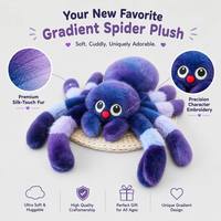 Peluche araignée d'Halloween personnalisée 25-40cm, jouet en peluche doux à dégradé de couleurs pour cadeau d'Halloween, décoration de fête, OEM ODM