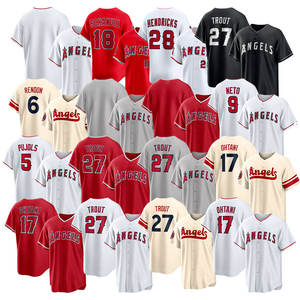 Venta al por mayor de camisetas de béisbol 2026 nuevas y económicas, con costuras de alta calidad, del equipo estadounidense Los Angeles, para todos los jugadores: 5 Pujols, 27 Trout, 6 Rendon - Product Image 1