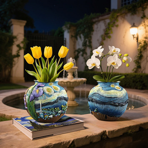 <span class=keywords><strong>Van</strong></span> Gogh Starry Night Pot de fleur en céramique fait à la main Vase de table Art inspiré salon bureau et décoration d'entrée - Product Image 1