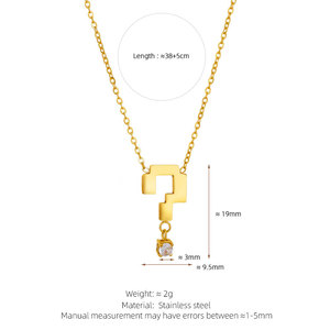 Collar con Colgante de Signo de Interrogación en Acero Inoxidable 316L, Chapado en Oro de 18k, Resistente al Agua y al Deslustre, con Logotipo Personalizado, para Mujer - Product Image 6