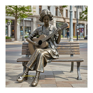 ประติมากรรมเทวดาดนตรีขนาดใหญ่ทำจากทองสัมฤทธิ์ กำลังเล่นไวโอลิน งานหล่อแบบหล่อขึ้นรูป - Product Image 4