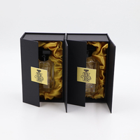 Boîtes d'emballage de parfum en carton noir personnalisées de luxe, rigides, avec dorure à chaud et doublure en éponge, boîte cadeau à double porte magnétique