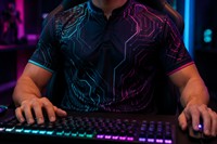 Jersey Esports Hitam Cetak Digital Lengan Pendek Kaos Olahraga untuk Acara Tim, Turnamen, dan Pertandingan