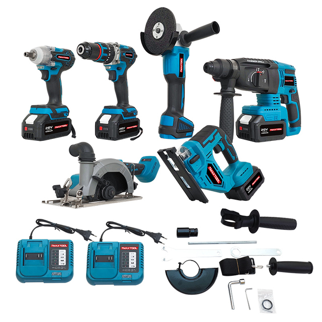 Hot Selling 20V Lithium Battery 6 in 1 Cordless Power Tools Combination Toolbox Tool Sets