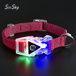 Collar de perro LED SinSky, luces brillantes personalizadas, seguridad nocturna, caminar, personalizado, impermeable, luz intermitente, Collar de perro reflectante - Product Image 1