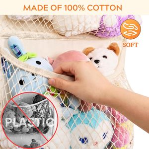 Over The Door Stuffed Animal Storage Cotton Toy Organizer 4 Pockets Beige For <b>Kids</b> Room - Product Image 4
